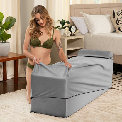 Aria Flip Chaise 18 Inch Wide - Convertible Sex Chair and Bed Bench, Grey
