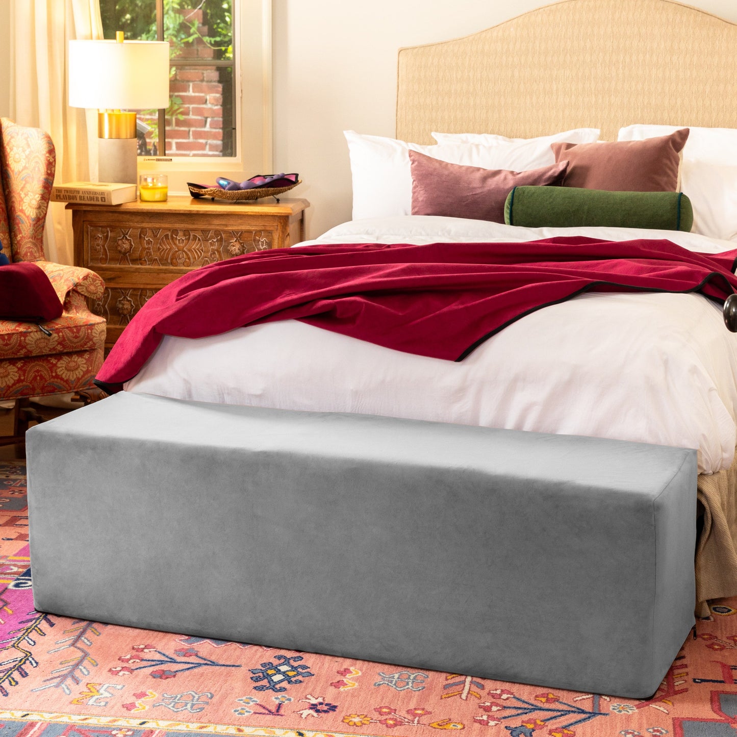 Aria Flip Chaise 18 Inch Wide - Convertible Sex Chair and Bed Bench, Grey
